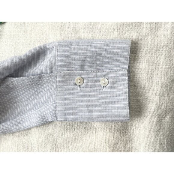 Saint Tropez West Women’s Button‎ Up Linen Blend Shirt Blue White Sz 1X - Picture 4 of 7